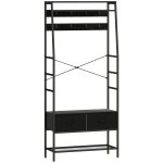 Porte - manteau vestiaire d'entr�e style industriel multi - rangement dim. 80 x 30 x 180 cm noir