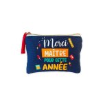 Porte - monnaie coton merci ma�tre 8. 5x12cm bleu