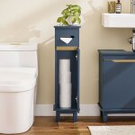 Porte papier toilette �troit avec 1 porte effet bois bleu
