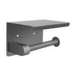 Porte - papier toilette mural pour salle de bain etag�re acier gris mat support