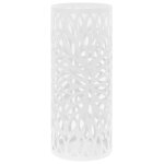 Porte - parapluie avec design de feuilles & drip amovible acier blanc Porte - parapluie avec design de feuilles & drip amovible acier blanc