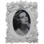 Porte photo en r�sine finition blanche antique l14, 5xpr3xh19. 5 cm