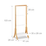 Porte pied rangement support pour serviettes de bain 3 barres 103 cm bambou helloshop26 13 0002255