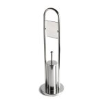 Porte - rouleau de papier toilette couvert et porte - brosse de toilette chrome a base ronde