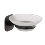 Porte - savon verre / acier inoxydable noir mat timo