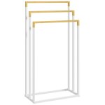 Porte - serviette autoportant 3 barres - dim. 45l x 22l x 86h cm - bois bambou acier blanc