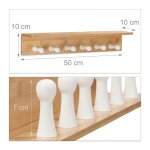 Porte - serviettes en bambou rangement 6 crochets pat�re �tag�re avec tablette 50 cm helloshop26 3213107 ...