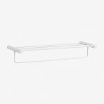 Porte - serviettes mural pour salle de bain avec �tag�re en acier inoxydable devon blanc