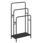 Porte serviette salle de bain range serviette sur pied 3 barres 70 x 30 x 100 cm 2 crochets �tag�re de ...