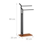 Porte - serviettes support sur pied 2 barres fer et bois marron et noir helloshop26 13 0002269