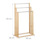 Porte - serviettes sur pied 3 bras salle de bain bambou helloshop26 13 0002272
