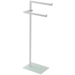 Porte - serviettes sur pied en acier base en verre blanc salle de bain 810010