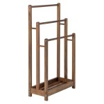 Porte - serviettes sur pied en bois 3 barres et �tag�re de rangement inf�rieure dispositif anti - renversement ...