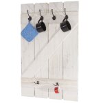 Porte tasses hwc - d13, �tag�re suspendue pour tasses, tableau mural, 6 crochets 91x60cm blanc shabby ...