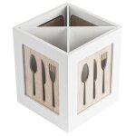 Porte - ustensiles en bois, couverts de cuisine, rangement des couverts, caddie cuill�res fourchettes ...