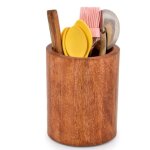 Porte - ustensiles de cuisine en bois de manguier naturel pour comptoir, cuill�res, outils de cuisine, ...