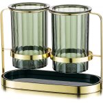 Porte - ustensiles de cuisine pour comptoir 2 tasses vertes avec cadre en fer dor�, ustensile de cuisine, ...