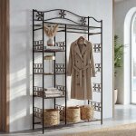 Portemanteau / garderobe / �tag�re / penderie / pat�re gen�ve, 100x43x172cm, m�tal