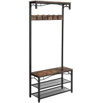 Portemanteau meuble d entr�e avec �tag�re � chaussures banc et crochets industriel helloshop26 12 0000892 ...