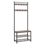 Portemanteau meuble d entre vestiaire portant avec banc et tagres  chaussures crochets cadre en mtal ...