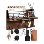Portemanteau mural en bois pour cl�s avec �tag�re et 4 crochets doubles, organisateur entr�e / bureau ...