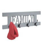 Portemanteau mural hwc - c60 family, panneau de vestiaire, look shabby vintage 60x21cm gris - bleu Portemanteau mural hwc - c60 family, panneau de vestiaire, look shabby vintage 60x21cm gris - bleu