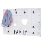 Portemanteau mural hwc - c89, family, 8 crochets, 60x90cm blanc shabby