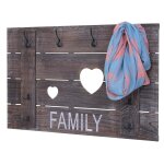 Portemanteau mural hwc - c89, family, 8 crochets, 60x90cm brun shabby