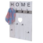 Portemanteau mural hwc - c89, home, 8 crochets, 91x60cm blanc shabby