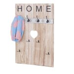 Portemanteau mural hwc - c89, home, 8 crochets, 91x60cm brun naturel shabby