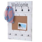 Portemanteau mural hwc - c89 avec tableau d'affichage, 91x60cm blanc shabby