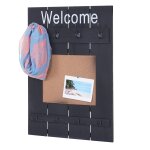 Portemanteau mural hwc - c89 avec tableau d'affichage, 91x60cm gris fonc� shabby