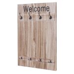 Portemanteau mural hwc - c89, welcome, 91x60cm brun naturel shabby