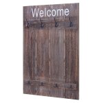 Portemanteau mural hwc - c89, welcome, 91x60cm brun shabby