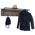 Portemanteau mural hwc - n78, 2 barres de penderie 4 crochets, style scandinave m�tal bois m�lamine mvg ...