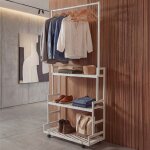 Portemanteau sur pied en bambou hwc - q33, portemanteau, porte - v�tements, �tag�re � chaussures, 1 tringle ...