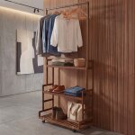 Portemanteau sur pied en bambou hwc - q33, portemanteau, porte - v�tements, �tag�re � chaussures, 1 tringle ...