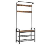 Portemanteau vestiaire meuble d entr�e avec crochets amovible banc et �tag�re � chaussures longueur 84 ...