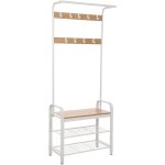 Portemanteau vestiaire meuble d entr�e avec �tag�re � chaussures � 3 niveaux avec crochets amovibles ...