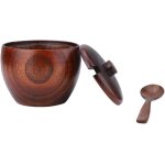 Pot a epices en bois naturel avec couvercle et cuill�re