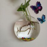 Pot de fleur rond suspendu en acrylique 10x10cm, plante transparente, aquarium a bulles, dcoration de ...