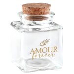 Pot verre carre amour or bouchon liege 4x4x6cm