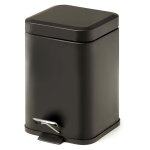 Poubelle de salle de bain rectangulaire en acier noir 3l artemisia