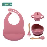 Poudre en cuir - ensemble de bols d'alimentation en silicone pour bb, vaisselle, etanche, apprentissage, ...