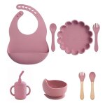 Poudre de poudre - vaisselle en silicone pour nouveau - né, ventouse, assiette, gobelet, bavoir, cuillère, ... Poudre de poudre - vaisselle en silicone pour nouveau - né, ventouse, assiette, gobelet, bavoir, cuillère, ...