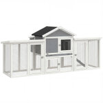 Poulailler chalet multi - equip� rampes nichoirs pondoirs plateau excr�ment fen�tre portes bois gris ...
