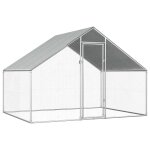 Cage a poules extrieure avec porte verrouillable toit en polythylne acier galvanis