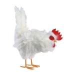 Poule blanche plumes picota 28x14x37cm