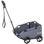 Poussette chien chariot 4 roues pliable avec poign�e multidirectionnelle - nombreux equipements - noir ...