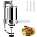 Poussoir  saucisses - vevor - 1, 5l machine  saucisse manuel verticale - inox 3 tubes